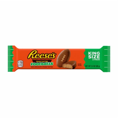 REESE'S Milk Chocolate King Size Peanut Butter Footballs Candy Pack Perspective: back