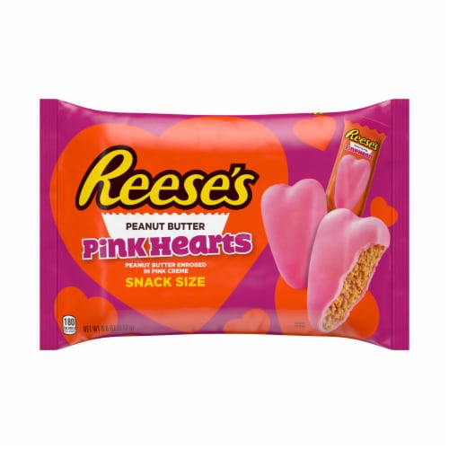 REESE'S Pink Colored Creme Peanut Butter Hearts Snack Size Valentine Candy Bag Perspective: back