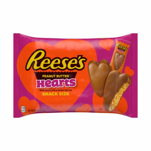 REESE'S Milk Chocolate Peanut Butter Cup Hearts Snack Size Valentine Candy Bag Perspective: back