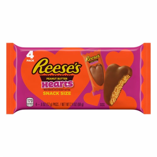 REESE'S Milk Chocolate Peanut Butter Hearts Snack Size Valentine Candy Pack Perspective: back