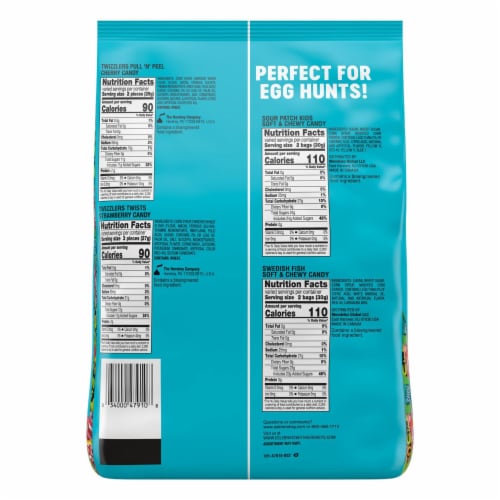 Hershey and Mondelez Egg Hunt Sweet and Sour Assortment Easter Candy Perspective: back