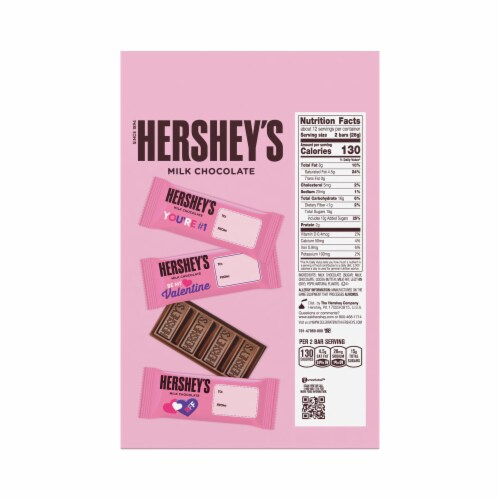 Hershey's Valentine Exchange Snack Size Milk Chocolate Candy Bars Perspective: back