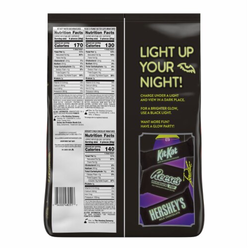 Hershey Halloween Candy Assortment with Glow in the Dark Wrappers Perspective: back