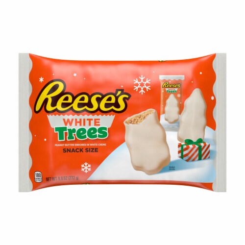 REESE'S White Creme Snack Size Peanut Butter Trees Christmas Candy Bag Perspective: back