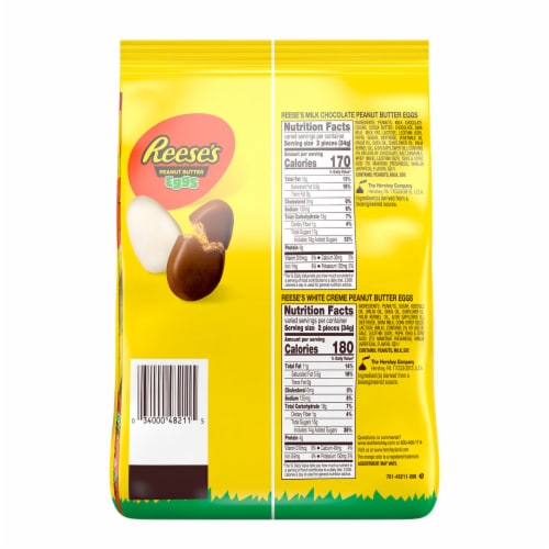 REESE'S Assorted Milk Chocolate White Creme Peanut Butter Eggs Easter Candy Bag Perspective: back