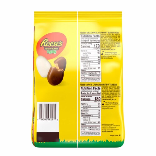 REESE'S Assorted Milk Chocolate White Creme Peanut Butter Eggs Easter Candy Bag Perspective: back