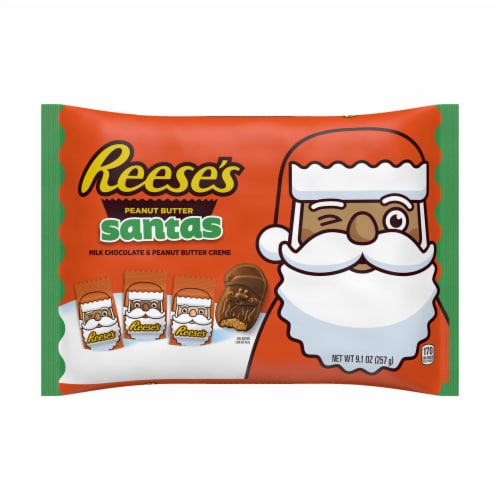 REESE'S Milk Chocolate Peanut Butter Creme Santas Christmas Candy Bag Perspective: back