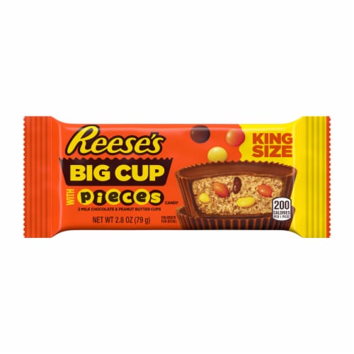 REESE'S Big Cup Stuffed with REESE'S PIECES King Size Peanut Butter Cups Candy Pack Perspective: back