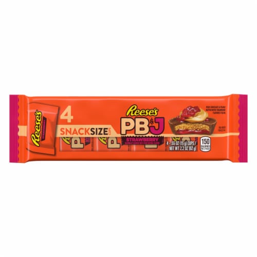 REESE'S PB&J Strawberry Milk Chocolate Snack Size Peanut Butter Cups Candy Packs Perspective: back
