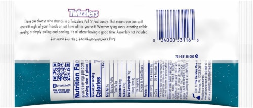 TWIZZLERS PULL 'N' PEEL King Size Holiday Candy Perspective: back