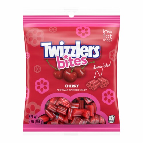 TWIZZLERS Bites Cherry Flavored Licorice Style Chewy Candy Bag Perspective: back