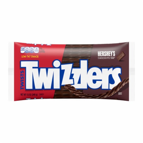 TWIZZLERS Twists HERSHEY'S Chocolate Flavored Licorice Style Chewy Candy Bag Perspective: back
