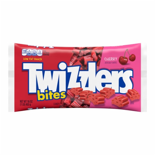 TWIZZLERS Bites Cherry Flavored Chewy Candy Bag Perspective: back