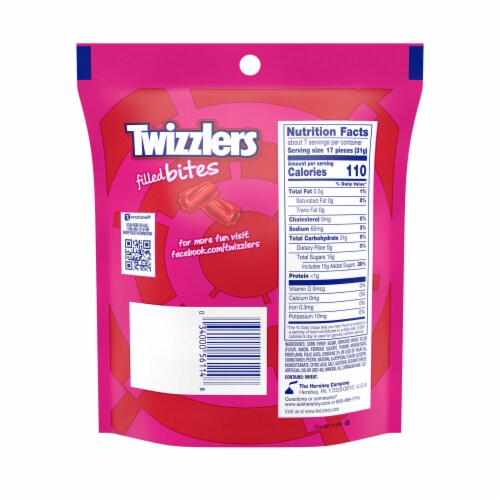 TWIZZLERS Filled Bites Strawberry Candy Bag Perspective: back