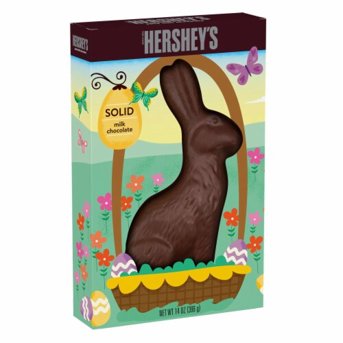 HERSHEY'S Solid Milk Chocolate Bunny Easter Candy Gift Box Perspective: back