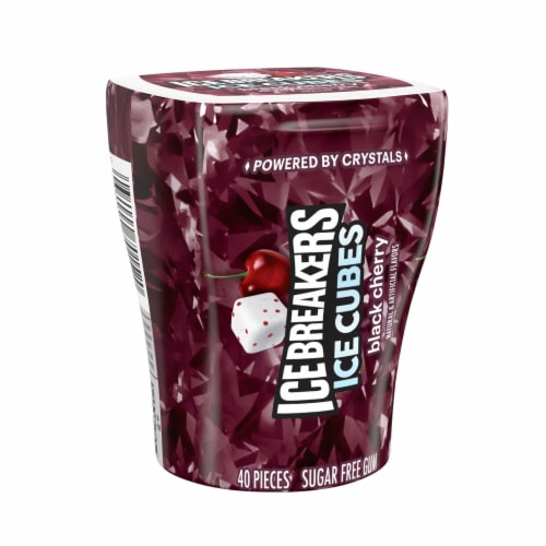 ICE BREAKERS ICE CUBES Black Cherry Flavored Sugar Free Chewing Gum Perspective: back