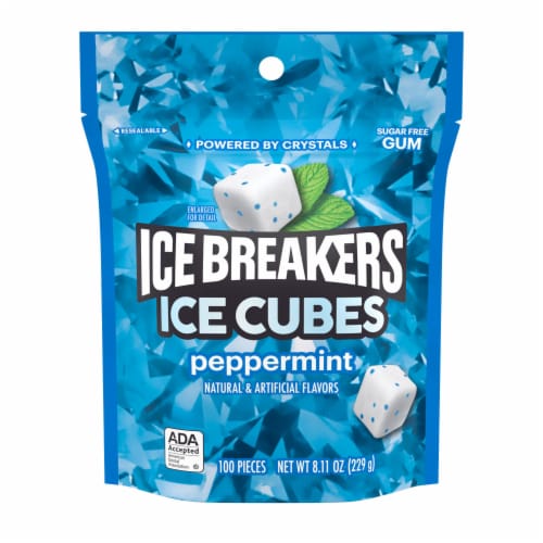 ICE BREAKERS Ice Cubes Peppermint Sugar Free Chewing Gum Pouch Perspective: back