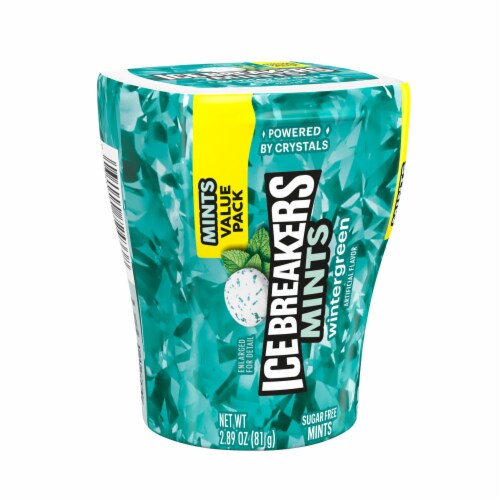 ICE BREAKERS Wintergreen Sugar Free Mints Bottle Perspective: back