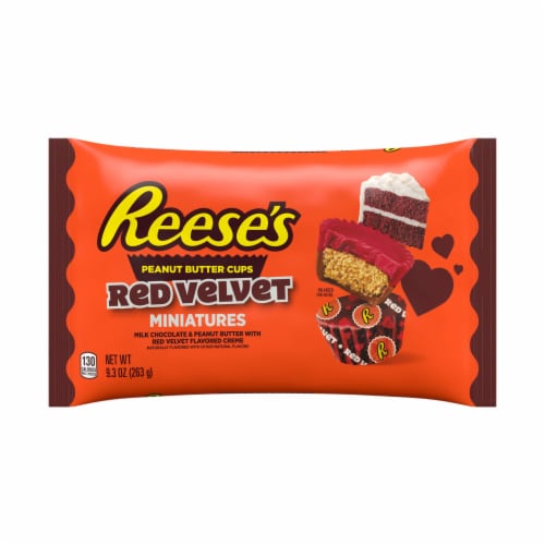 REESE'S Milk Chocolate and Red Velvet Flavored Creme Peanut Butter Cups Valentine Candy Perspective: back