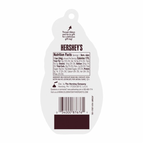 Hershey's Milk Chocolate Santa Gift Tag Holiday Candy Perspective: back