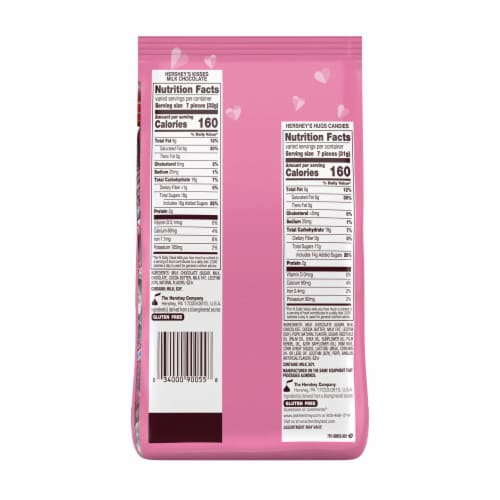 HERSHEY'S HUGS & KISSES Assorted Flavored Valentine Candy Bag Perspective: back