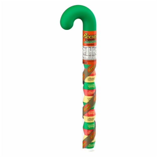 REESE'S Miniatures Milk Chocolate Peanut Butter Cups Christmas Candy Plastic Cane Perspective: back