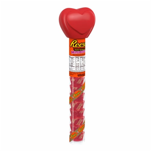 REESE'S Miniatures Milk Chocolate Peanut Butter Valentine Candy Plastic Cane Perspective: back