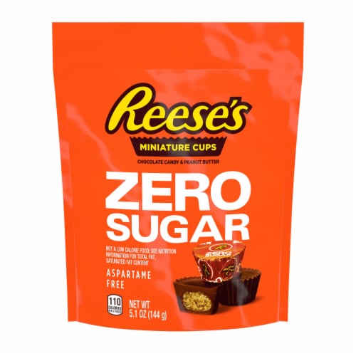 REESE'S Zero Sugar Miniatures Chocolate Peanut Butter Cups Candy Bag Perspective: back