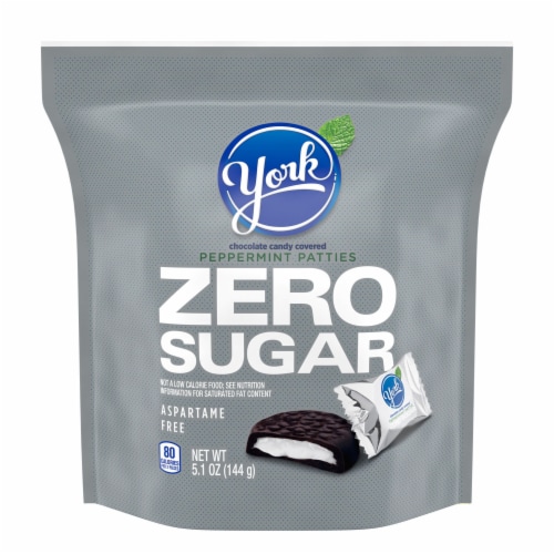 YORK Zero Sugar Chocolate Peppermint Patties Candy Bag Perspective: back