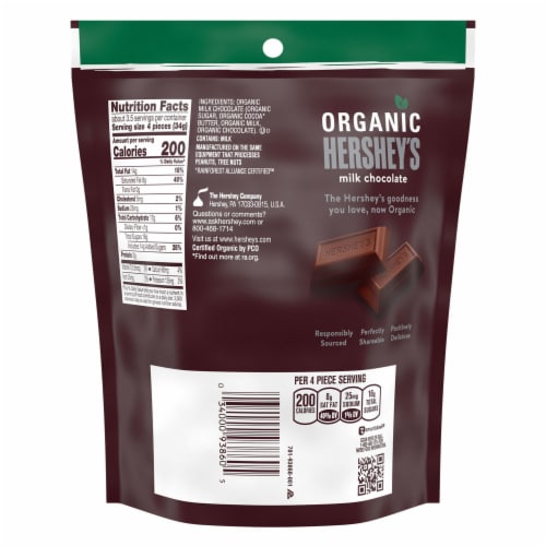 HERSHEY'S Organic Milk Chocolate Candy Bars Bag Perspective: back