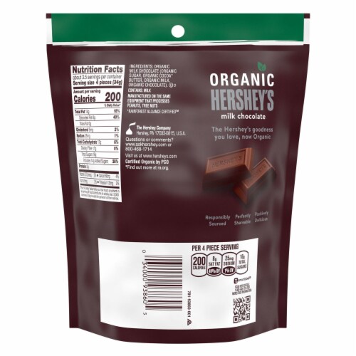 HERSHEY'S Organic Milk Chocolate Candy Bag Perspective: back