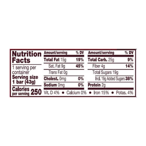 Hershey's Organic Special Dark Chocolate Bar Perspective: back