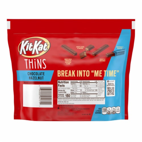 KIT KAT® THiNS Hazelnut Flavored Milk Chocolate Bite Size Wafer Candy Bars Share Pack Perspective: back