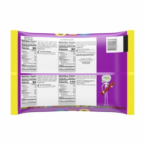 Hershey and Mondelez Fruit Flavored Assortment Chewy and Hard Candy Halloween Variety Bag Perspective: back