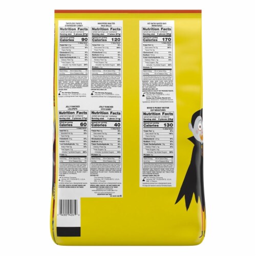 Hershey Miniatures Chocolate and Fruit Flavored Assortment Candy Halloween Bulk Variety Bag Perspective: back