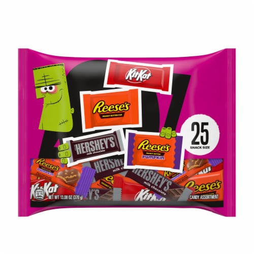 Hershey Milk Chocolate Assortment Snack Size Halloween Candy Variety Bag Perspective: back