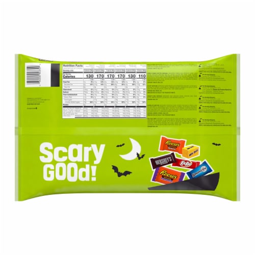 Hershey Assorted Chocolate Flavored Halloween Candy Variety Bag Perspective: back