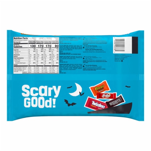 Hershey Assorted Milk Chocolate and Fruit Flavored Halloween Candy Bag Perspective: back