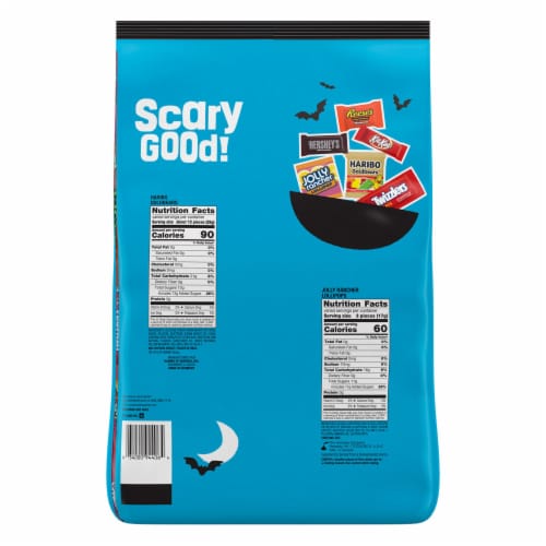Hershey Assorted Flavored Miniatures Halloween Candy Variety Bag Perspective: back