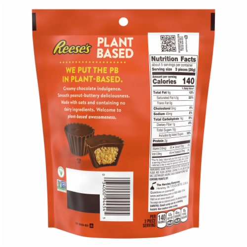 REESE'S Miniatures Plant Based Oat Chocolate Confection Peanut Butter Cups Candy Bag Perspective: back