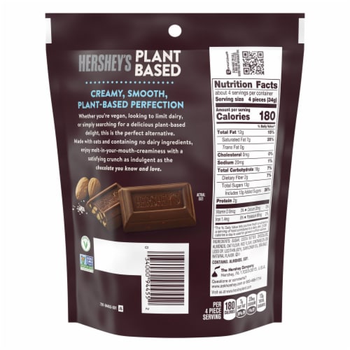 HERSHEY'S Plant Based Extra Creamy with Almond and Sea Salt Candy Bag Perspective: back