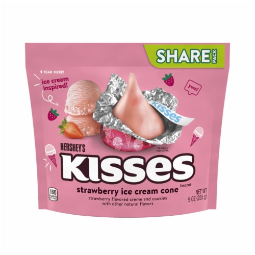 HERSHEY'S KISSES Strawberry Ice Cream Cone Flavored Candy Share Pack Perspective: back