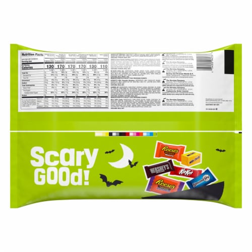 Hershey Miniatures Assorted Chocolate Flavored Halloween Candy Bag Perspective: back