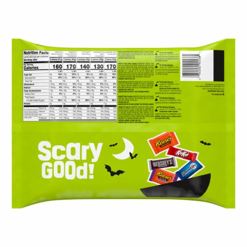 Hershey Assorted Chocolate Flavored Snack Size Halloween Candy Bag Perspective: back