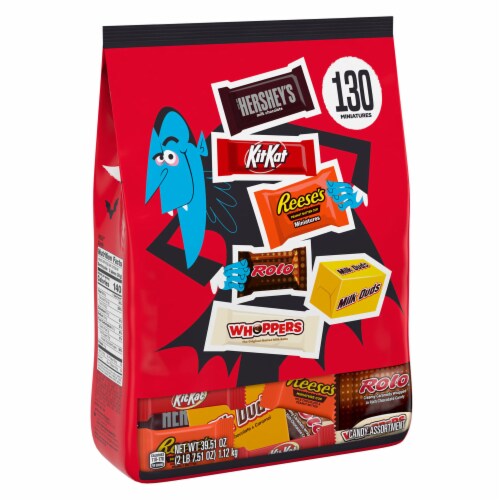 Hershey Miniatures Assorted Flavored Halloween Candy Bulk Bag Perspective: back