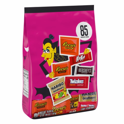 Hershey Assorted Flavored Snack Size Halloween Candy Bulk Bag Perspective: back