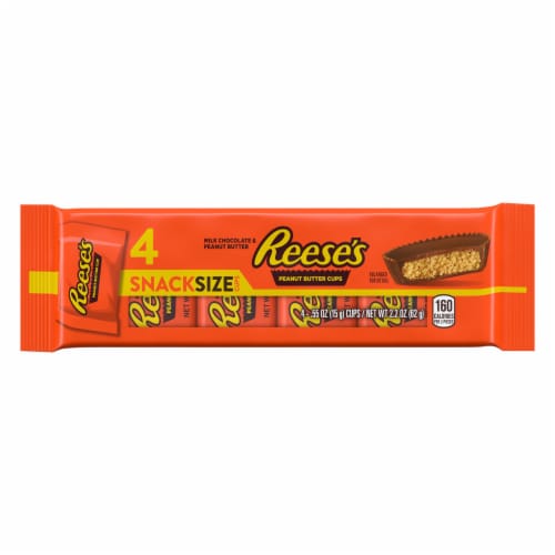 REESE'S Milk Chocolate Snack Size Peanut Butter Cups Candy Packs Perspective: back