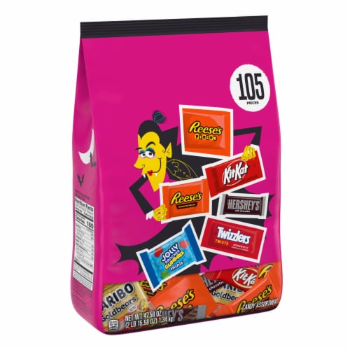 Hershey Assorted Flavored Halloween Candy Bulk Bag Perspective: back