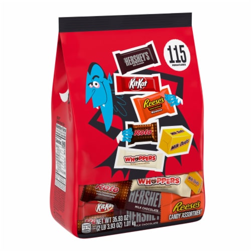 Hershey Miniatures Assorted Flavored Halloween Candy Bulk Bag Perspective: back