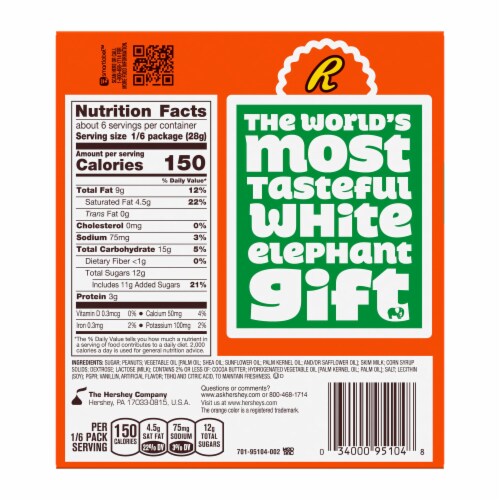 Reese's White Elephant Peanut Butter Enrobed in White Creme Perspective: back